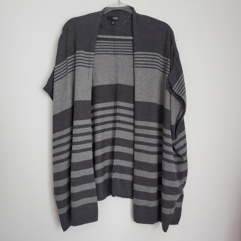 Grey Stripe Poncho Cardigan Size Large
